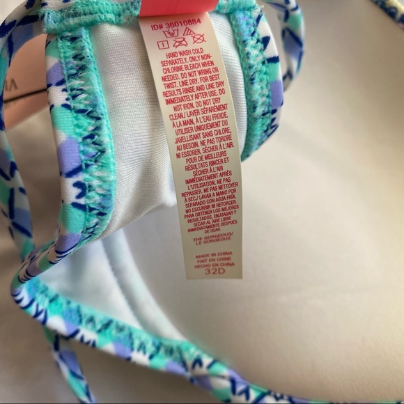 Victoria’s Secret The Gorgeous Bikini Top Strappy Tassel Blue Paisley 32D - Picture 10 of 12